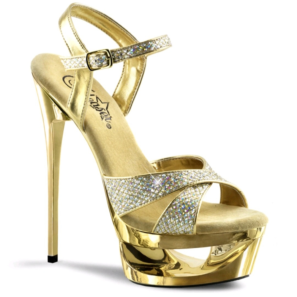 Pleaser Gold Glitter Platform Stiletto Heels